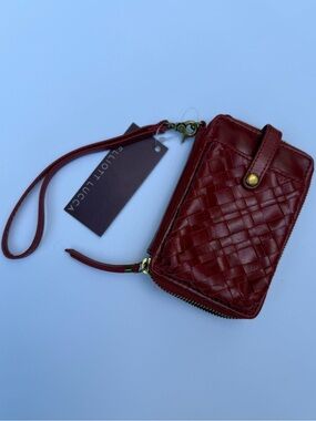 Elliott Lucca red leather wallet with wrist strap